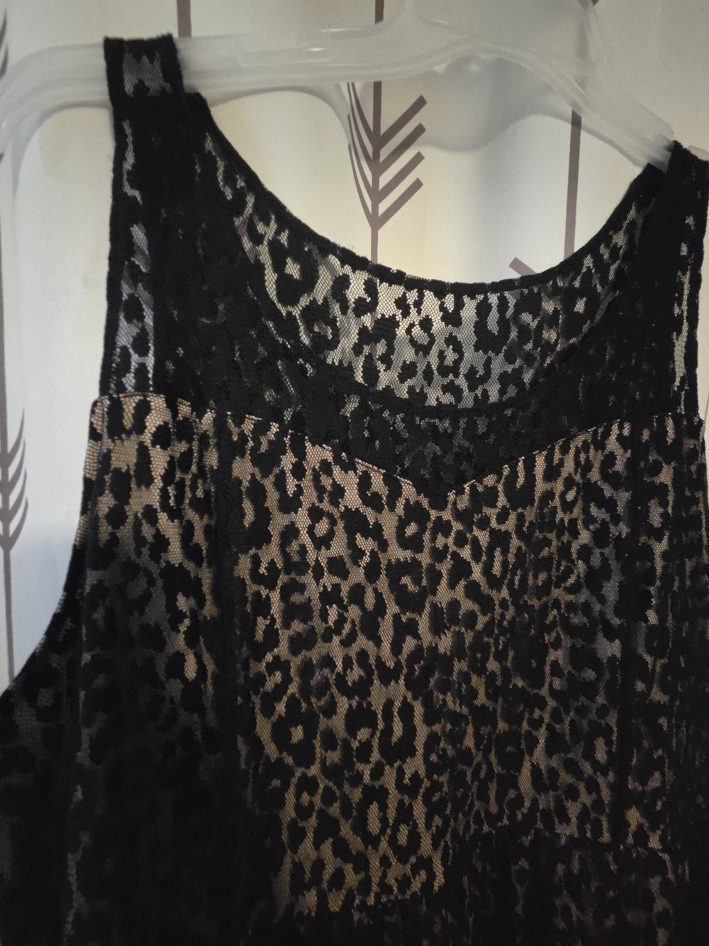 Lane Bryant Black Lace Yoke Leopard Print Dress - Black and Beige - Picture 3 of 4